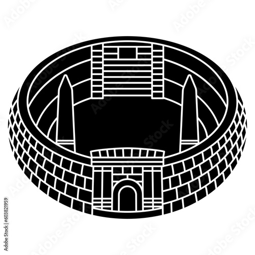 Ancient Roman circus. Black and gold silhouette.