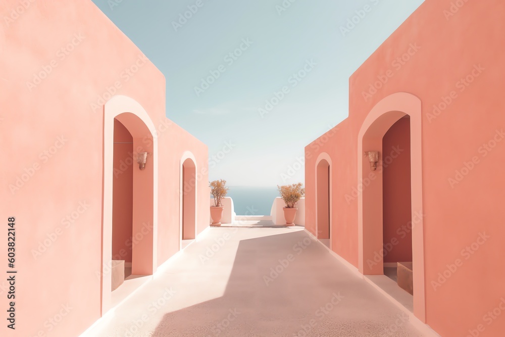 Naklejka premium church in Oia city, Santorini in Greece, ai generated