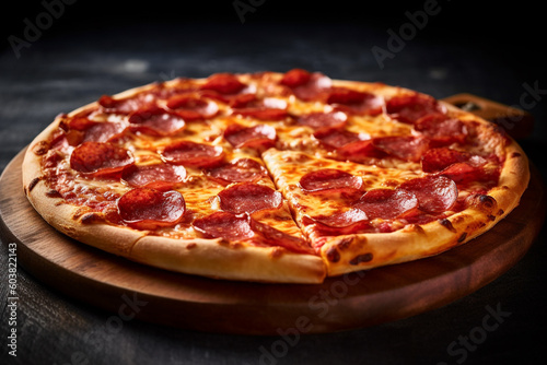 Close up of Pepperoni pizza. Generative AI