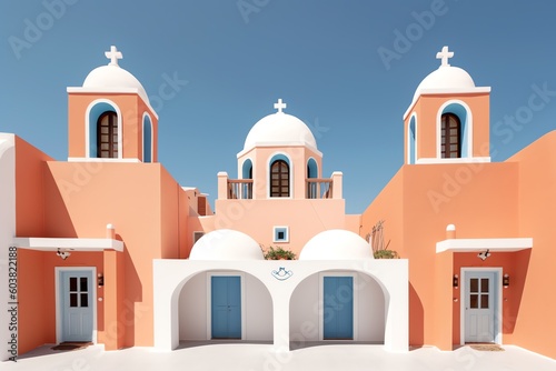 church in Oia city, Santorini in Greece, ai generated
