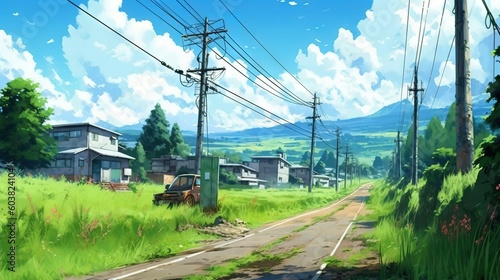 Japanese anime style home in the countryside