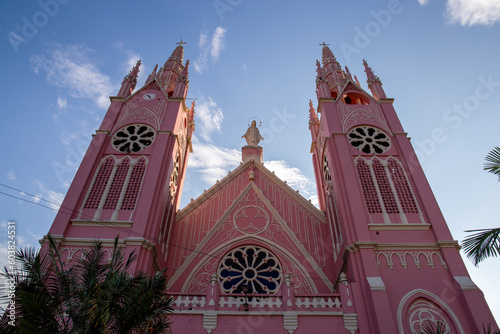 Obraz na płótnie pink church in a town in latin america w salonie