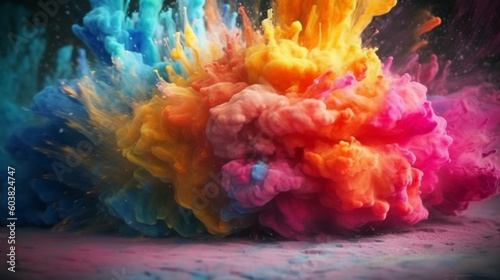 Explosion of multi-colored paints. Generative AI