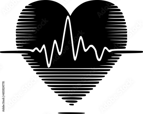 Heartbeat - Black and White Isolated Icon - Vector illustration