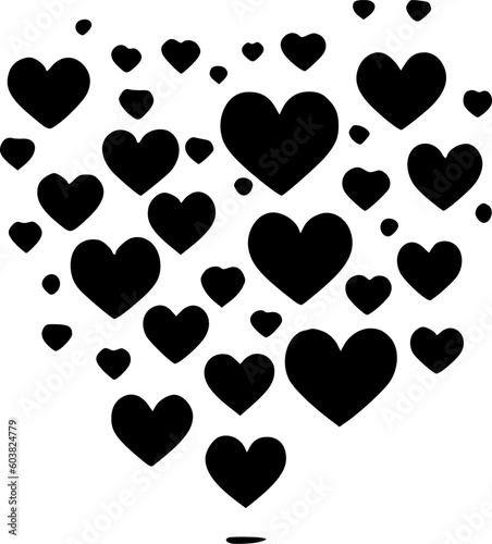 Hearts   Black and White Vector illustration