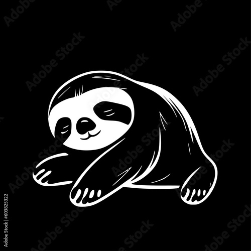 Sloth | Black and White Vector illustration