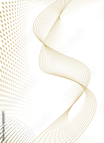 golden flowing lines and a halftone grid that would make an ideal background