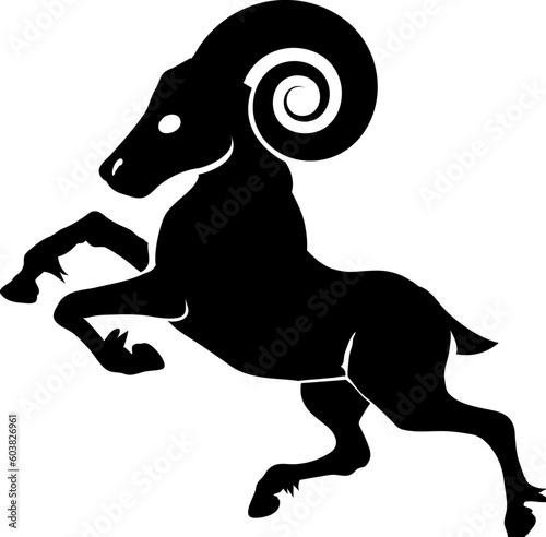 Monochrome vector illustration of a stylised ram