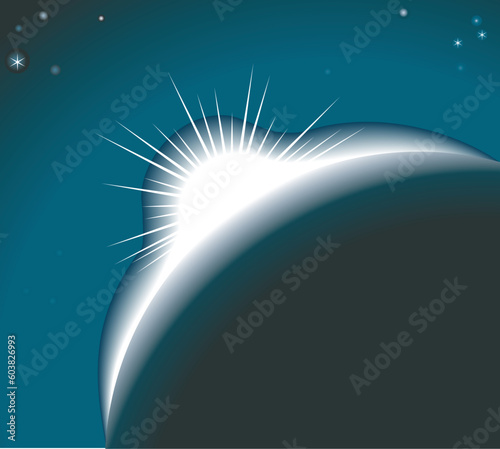 The sun rising over a planet or out on an eclipse