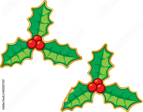 Christmas Holly Sticker normal and peeling version  The vector version is a fully editable EPS 8 file, compressed in a zip file. Linear gradients, no transparencies. Can be scaled to any size without 