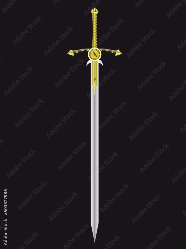 Gold sword of the king - the soldier in a vector