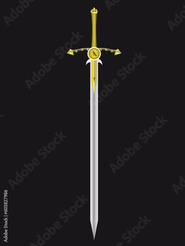Gold sword of the king - the soldier in a vector