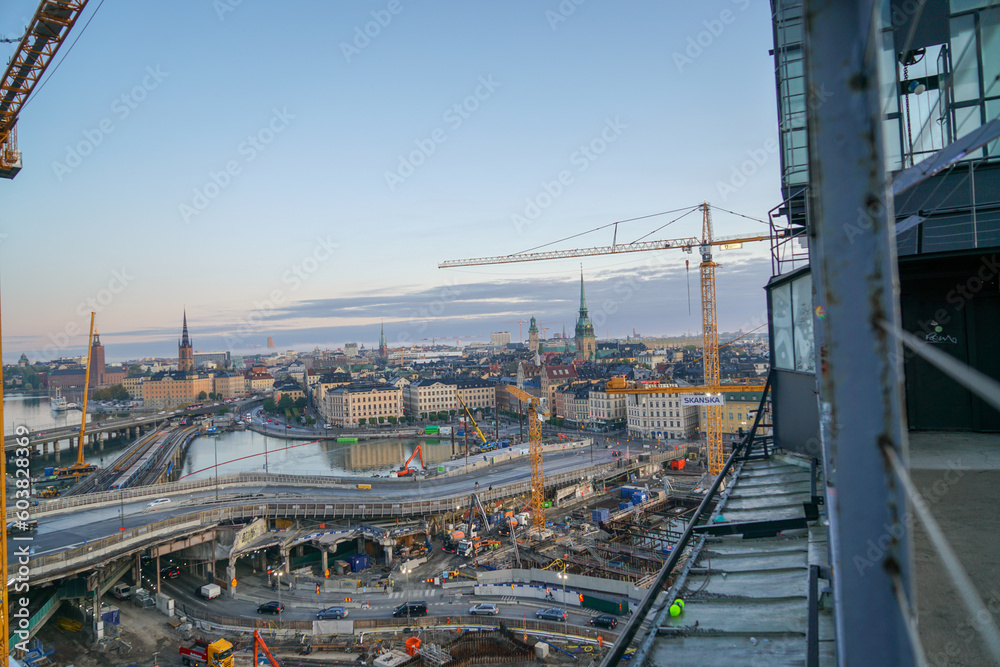 Beautiful view of Stockholm from the observation deck in the morning