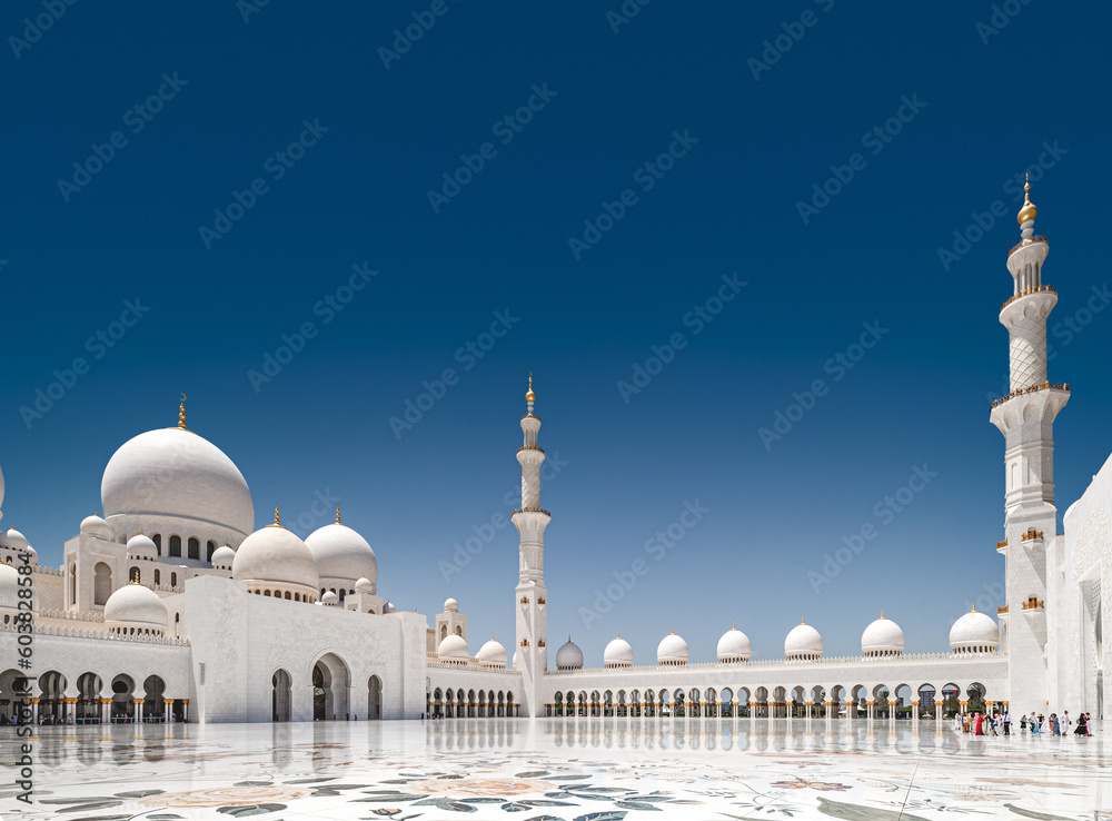 Meczet w Abu Dhabi - Zjednoczone Emiraty Arabskie Sheikh Zayed Grand Mosque - obrazy, fototapety, plakaty 