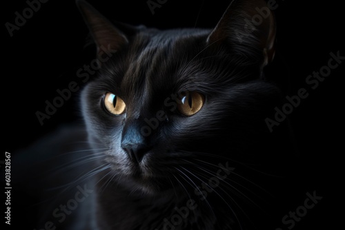 illustration, cat with blue eyes, generative ai.