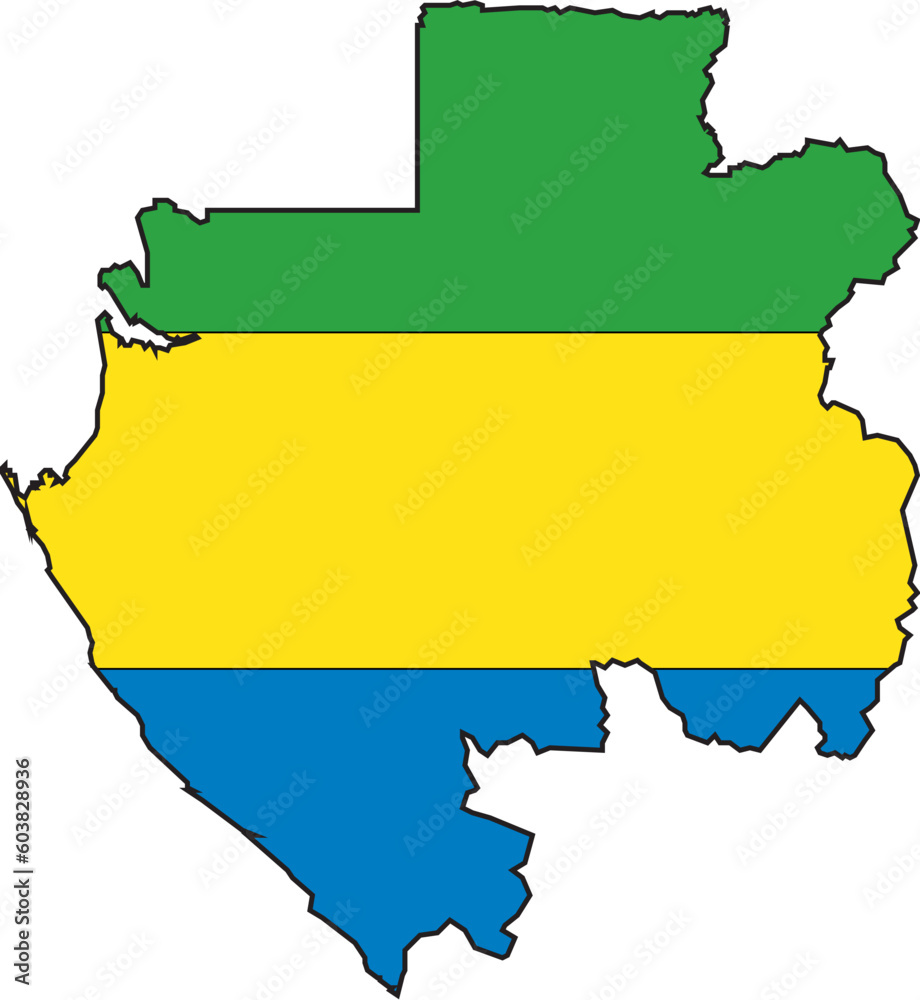 Illustration Vector of a Map and Flag from Gabon