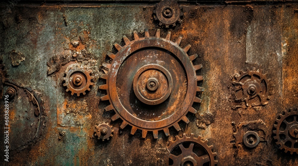 illustration, metal with rusty mechanism, ai generative. illustration, metal with rusty mechanism, ai generative.