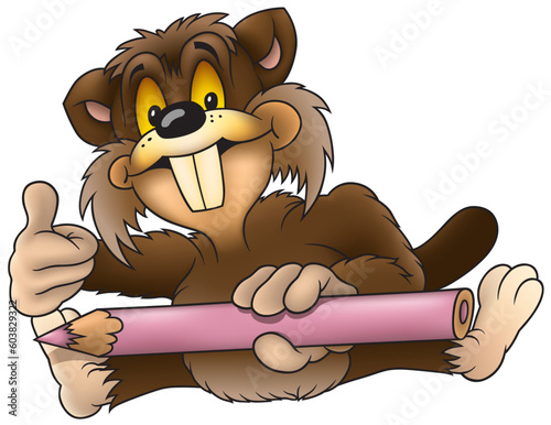 Castor painter - Castor with crayon as vector illustration