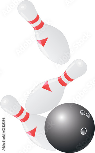 Bowling ball and pins. Vector illustration