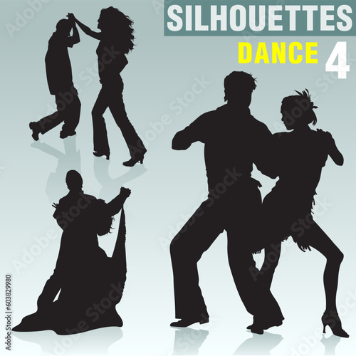 Silhouettes Dance 04 - High detailed vector illustration.