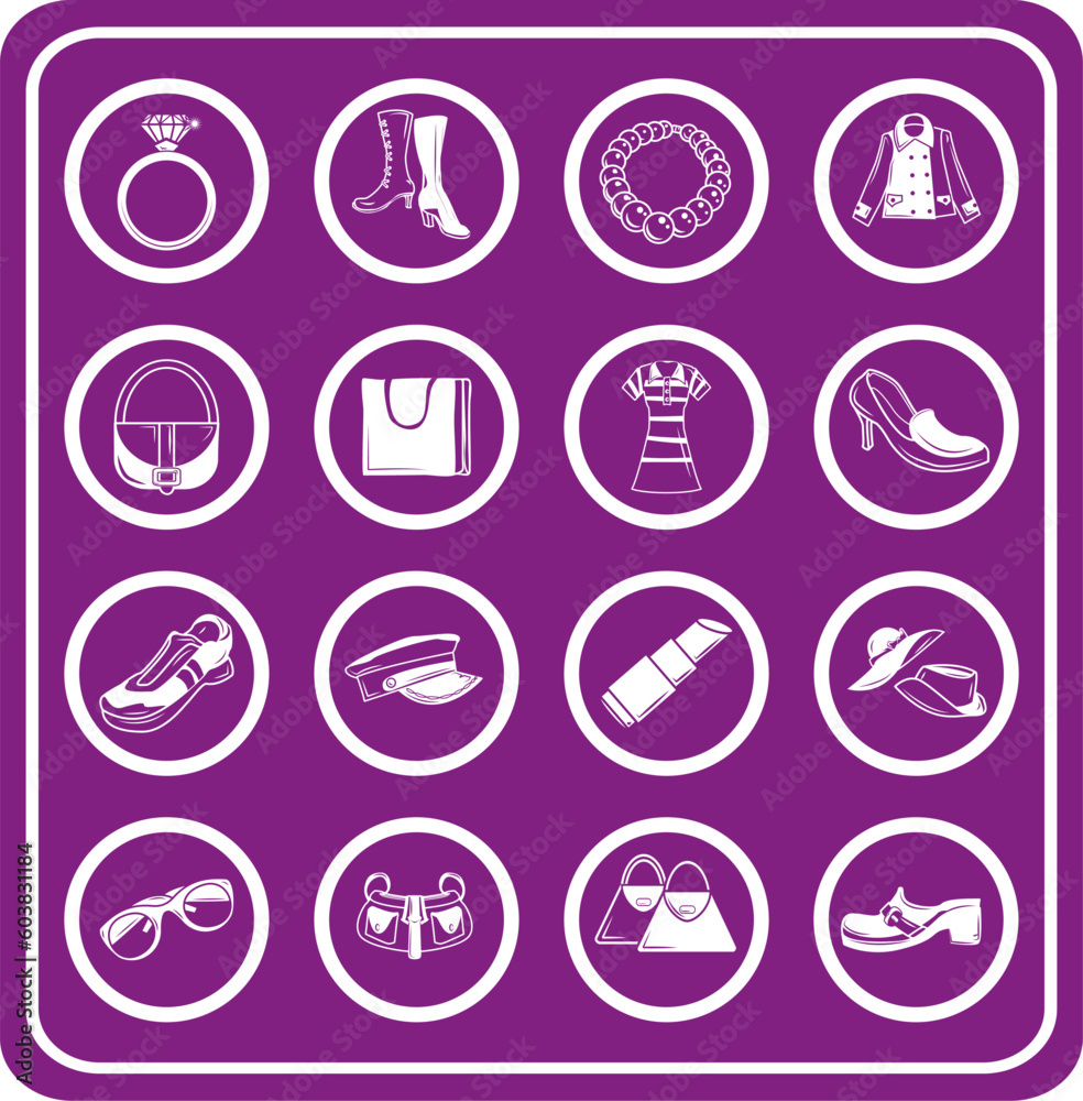 fashion, clothes and accessory icons fashion, clothes and accessory icons