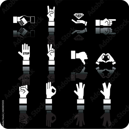 A hand elements icon set.