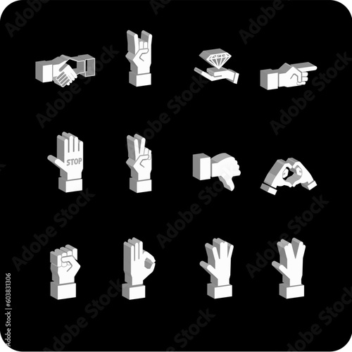 A hand elements icon set.