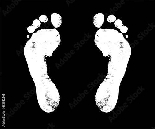white footprints on black background