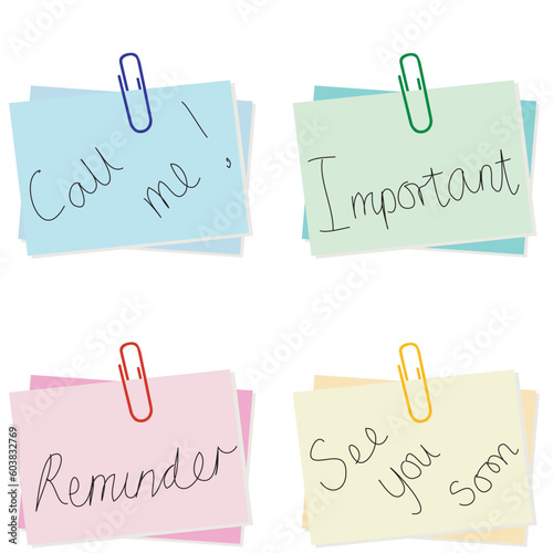 Selection of different notes for the office