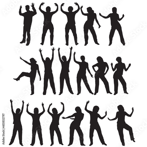 Different silhouettes of various dance poses