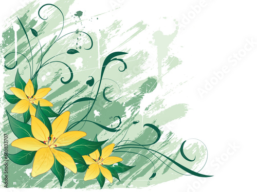 Photographie Illustration of lillies on grunge background