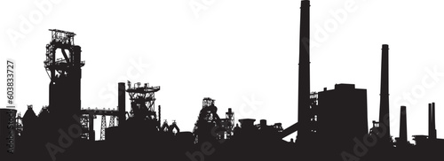 Detailed vector illustration of an industrial skyline