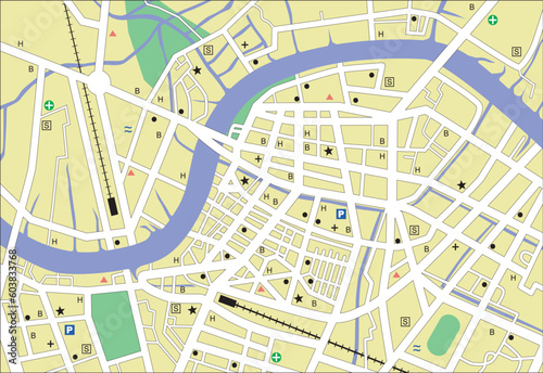Vector streetmap of a generic city with no names