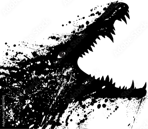 Vector illustration of a grungey crocodile launching an attack