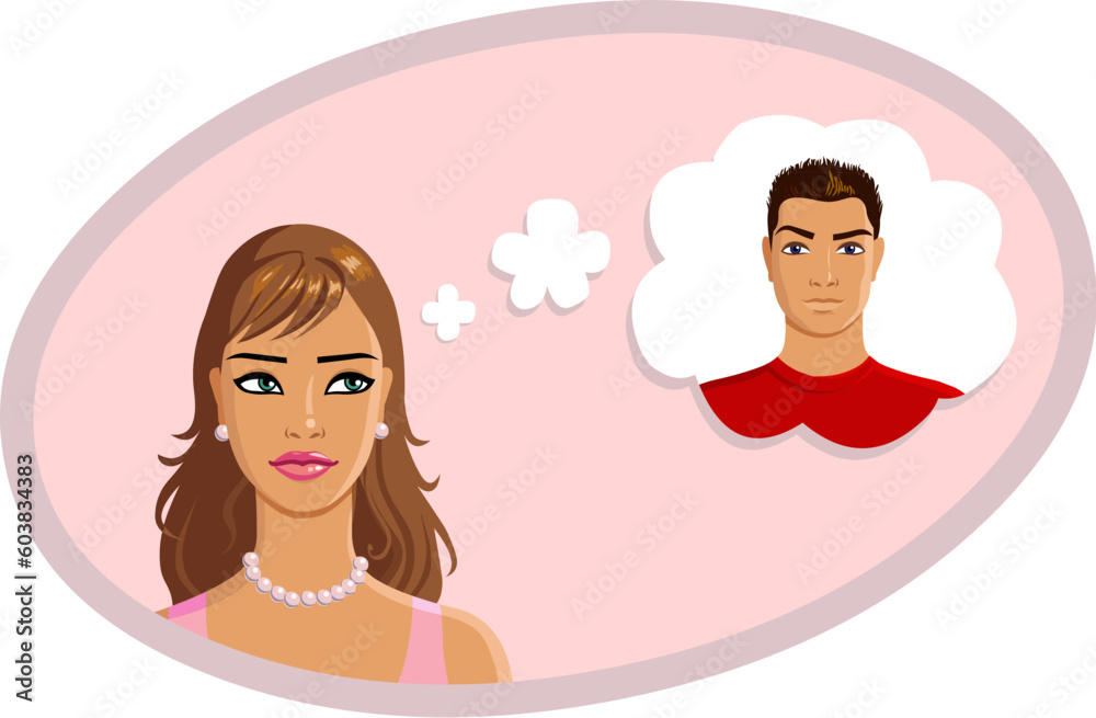 illustration of a girl thinking of her boyfriend illustration of a girl thinking of her boyfriend