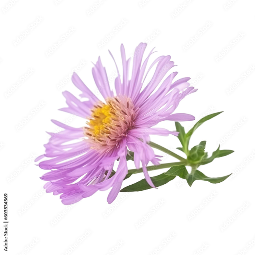 flower Aster on a transparent background, Generative Ai