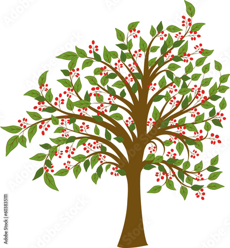 Summer tree with fruits, vector illustration