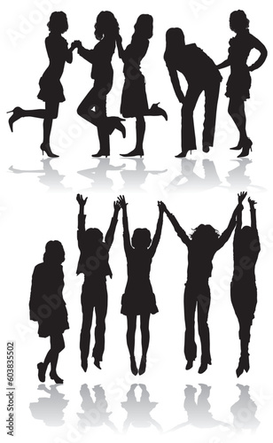 Vector silhouettes sexy women, illustration. All silhouettes isolated.
