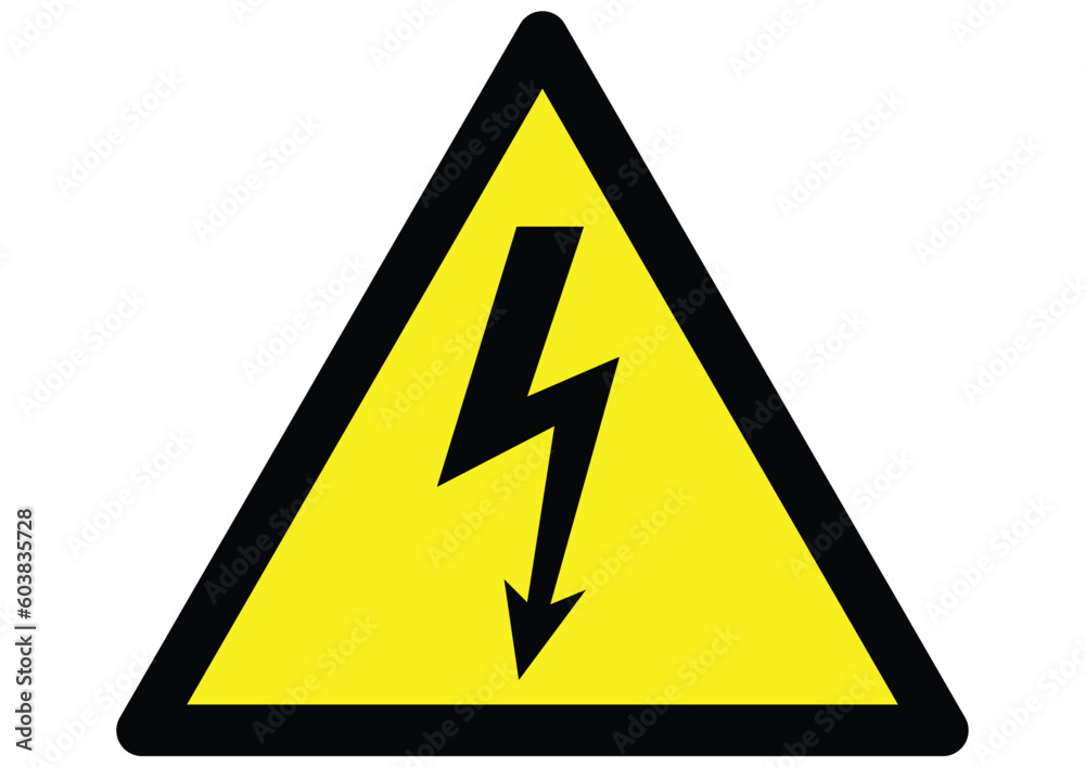 electricity Hazard symbol on warning sign electricity Hazard symbol on warning sign