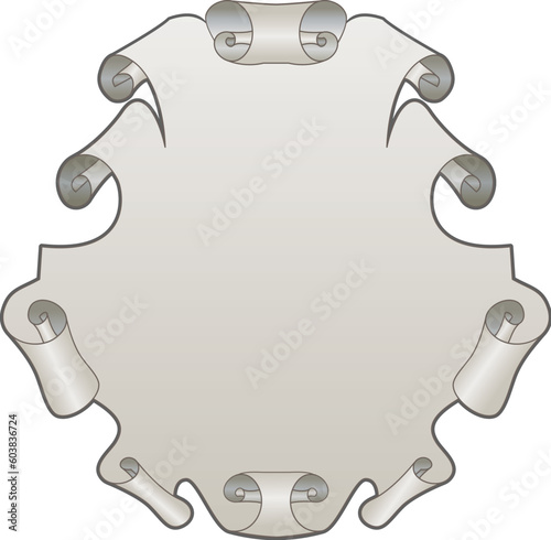 A vector illustration of a paper scroll design element