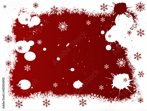 Border of snowflakes on a Red background with Copyspace
