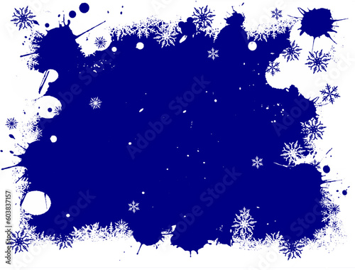 Border of Blue and White snowflakes on a Grunge Background