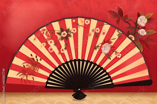 illustration  banner and fan in Japanese style  ai generative