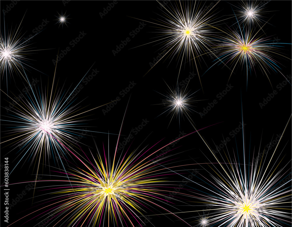 Illustrated fireworks background with room to add your own text