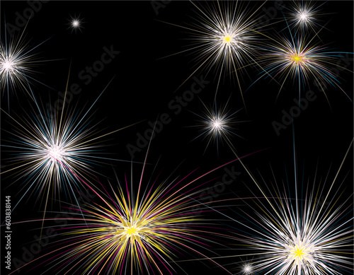 Illustrated fireworks background with room to add your own text