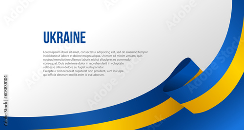 Ukraine flag banner ribbon vector illustration on white background isolated. Space for text.