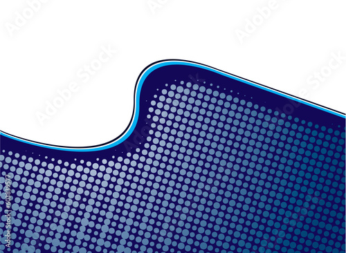 Illustrated wave with overlayed halftone ocean swell in blue