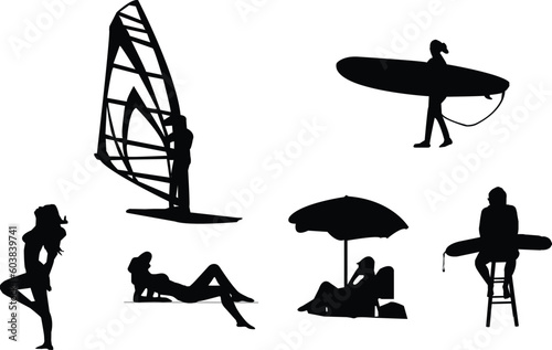 beach silhouettes , each can be used separately