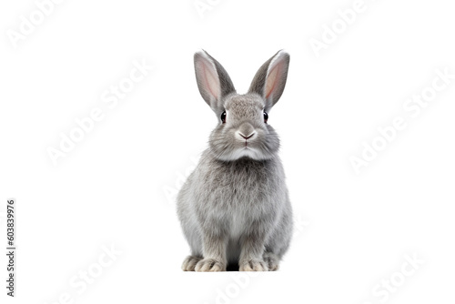 Lively Whiskers: Rabbit on Transparent Background. Generative AI