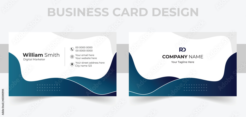 Double-sided Simple business card design with abstract shape. Business card template vector design.